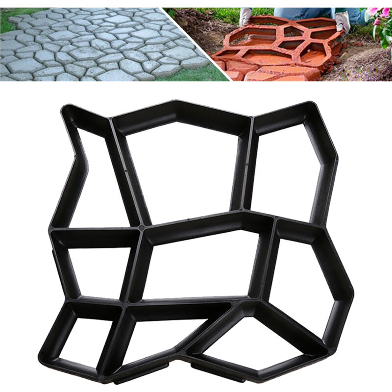 1x Moule à pavé de jardin Moule à béton en plastique noir diy Réutilisable - Tolletour