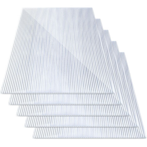 TolleTour 5 lastre in policarbonato alveolare traslucido da 8 mm per serra, 121 x 60,5 cm, superficie 3,66 m², protezione UV