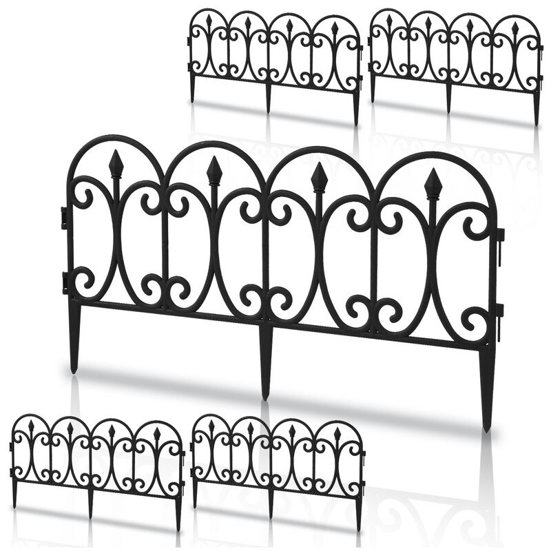 Tolletour - 5 pièces Bordure de pelouse Set de clôtures de parterres de fleurs en plastique Palissade de jardin Clôture décorative