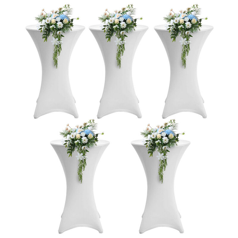 Tolletour - 5x Housse mange debout - House de protection table haute de bar - Pour diamètre de table 60cm - couleur blanc
