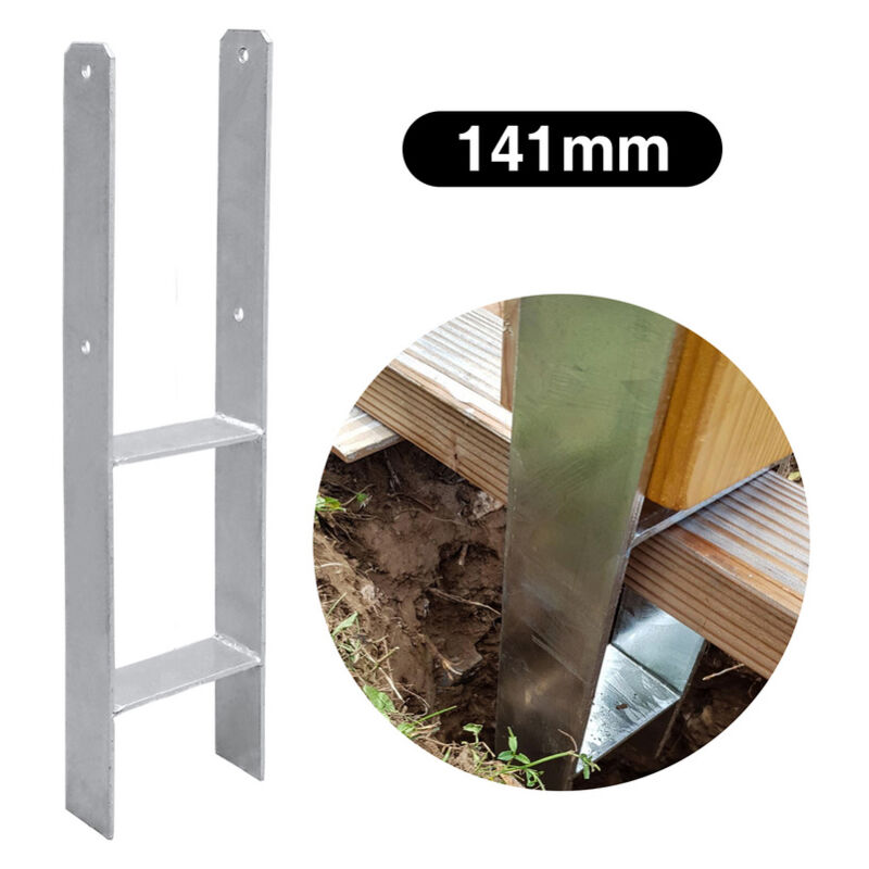 6 x support de poteau ancres en h Support de poteau Ancre de poteau Douille de sol galvanisée mini à chaud-141mm - Tolletour