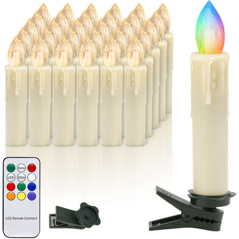 TolleTour LED-Kerzen LED Weihnachtskerzen Weihnachtsdeko Lichterkette RGB mit Timer Warmweiss+RGB