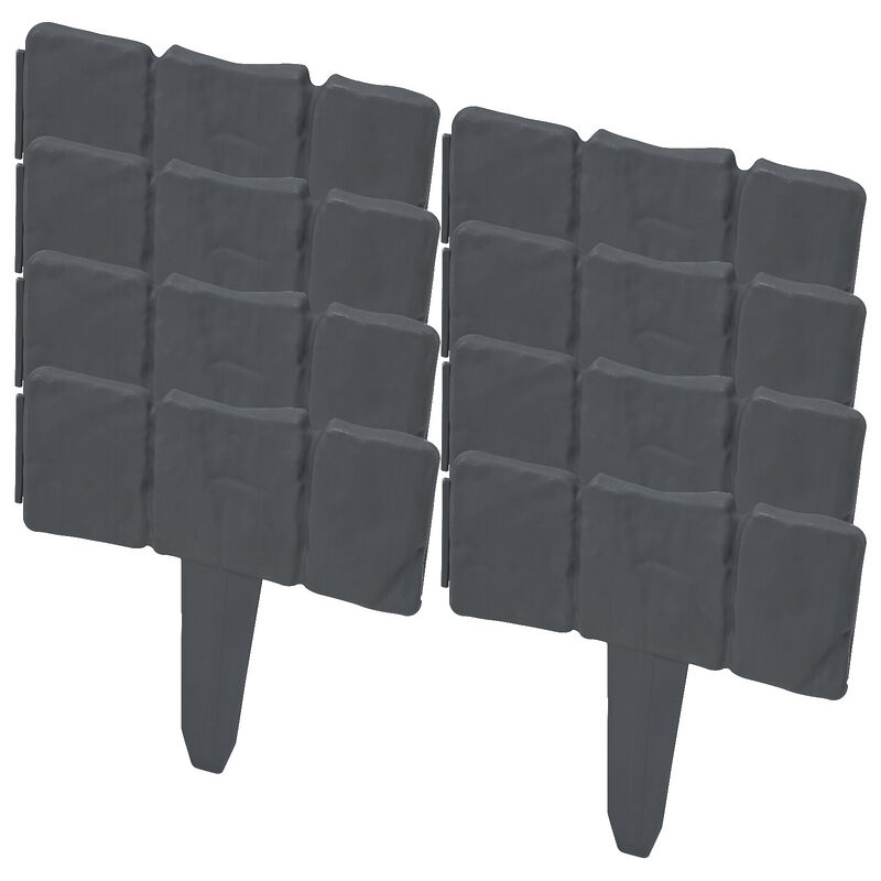30 pièces bordure de pelouse plastique 7.5 m aspect pierre bordure de jardin. bord de tonte bordure de lit palissade . gris - Tolletour
