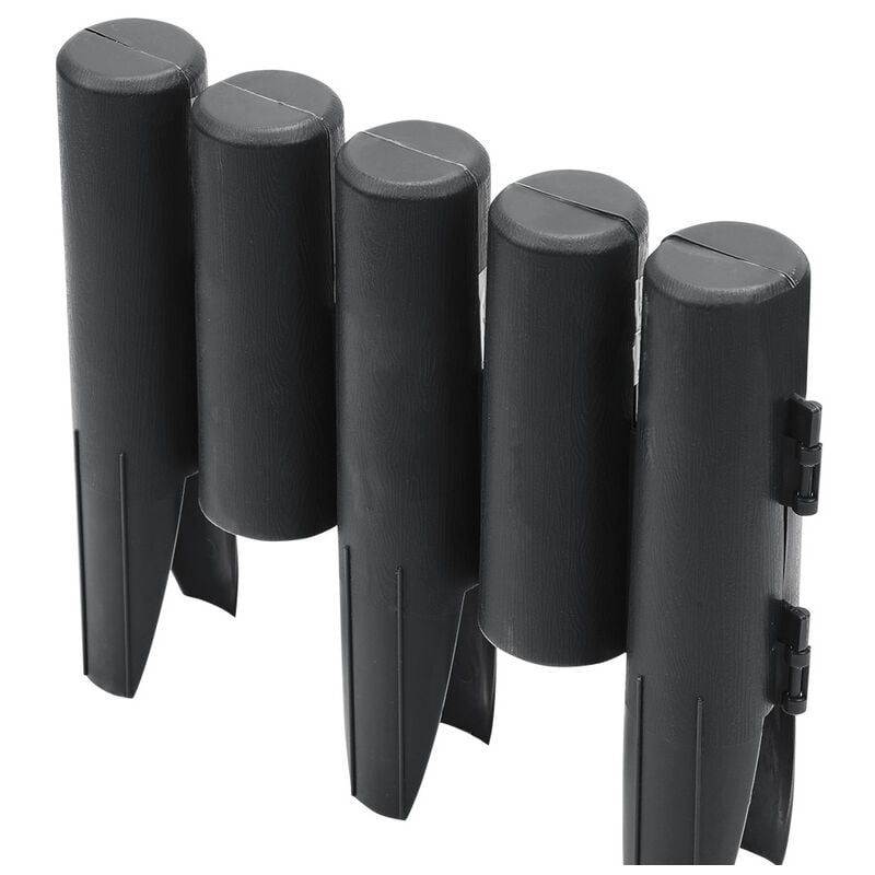 Tolletour - Bordure de jardin en plastique Délimitation pelouse parterre allées Palissade de jardin 10x Palissades = 5.6 m anthracite