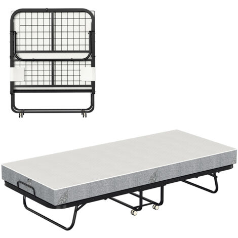 TolleTour 80x190cm Gästebett mit Matratze, auf Rädern, Klappbar, Klappbett bis 120 kg, tragbar