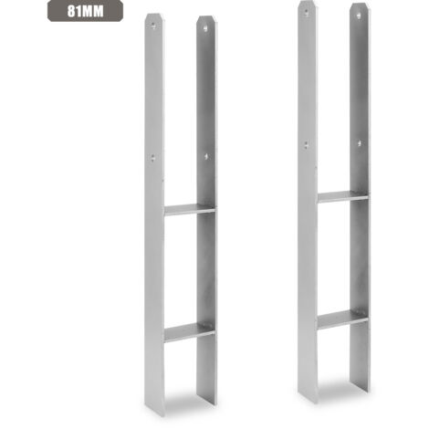 TolleTour Anclaje para postes para exteriores: extra robusto, resistente a la intemperie e ideal para postes de madera en el jardín - 81 mm 2x