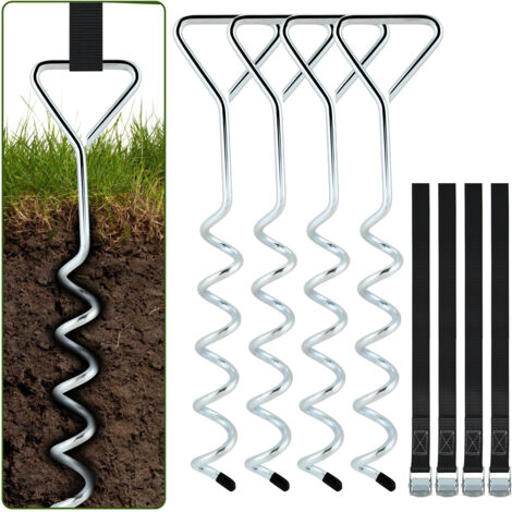 TolleTour Ancoraggi a spirale Cinghie di serraggio Kit di ancoraggio di resistenza Fissaggi in acciaio inox per trampolino Safety,set da 4