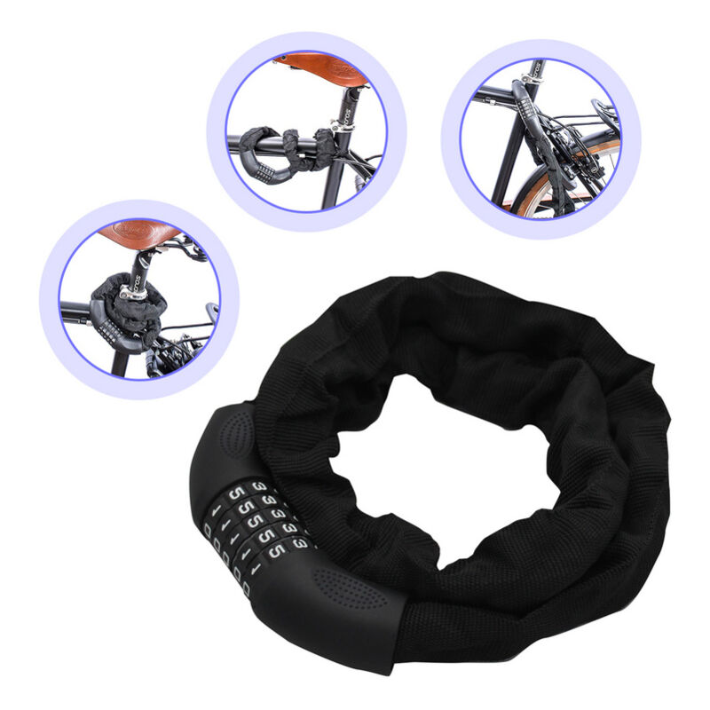 Tolletour - Antivol Velo, Cadenas à code, 5 Chiffres Intelligente Code noir Câble Antivol pour Vélo Motos Scooter Portail Vélo avec 120cm