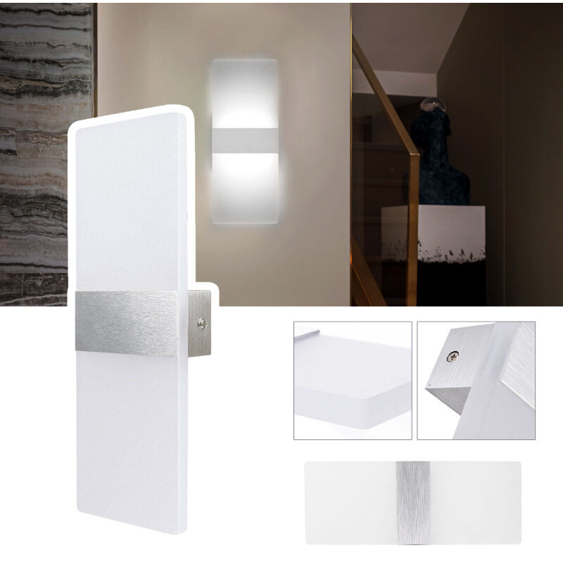 Tolletour - Applique murale led Angle Lampe de salle de bain Applique murale Intérieur Lampe de couloir Extérieur Blanc 12W