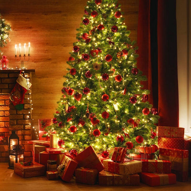 TolleTour Arbre de Noël avec lumières LED blanc chaud. sapin artificiel avec support métallique. arbre de Noël avec aiguilles Vert 180cm - Vert