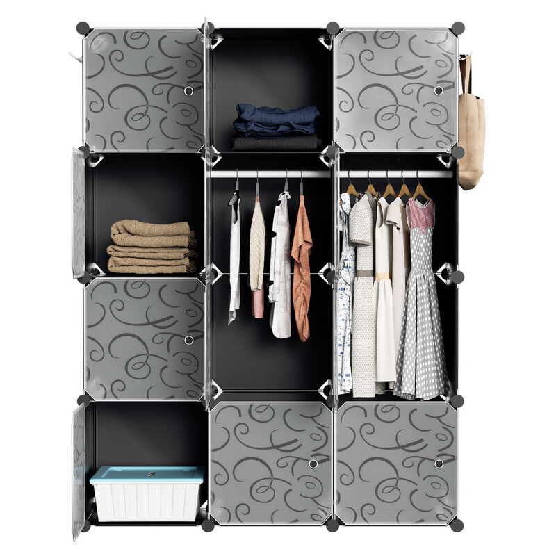 Armoire Portable diy 12 cubes, Armoire de Chambre Rangement pour le stockage de vêtements livres - Tolletour