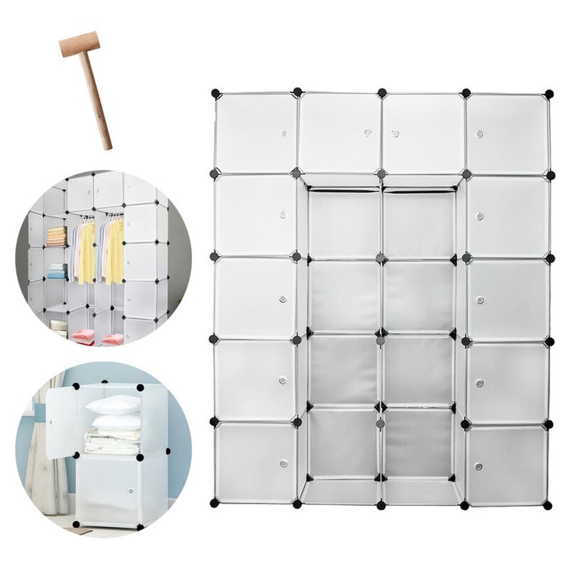 Armoire Système d'étagères Créativité Armoire Rangement diy Étagère de salle de bain Étagère 20 cubes Blancs - Tolletour