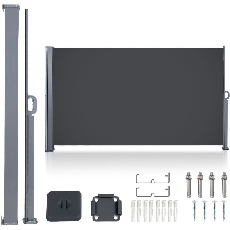 Auvent latéral Rétractable 140x300cm Paravent Extérieur Store latéral patio Protection de la Vie privée Extensible Résistant Gris - Tolletour