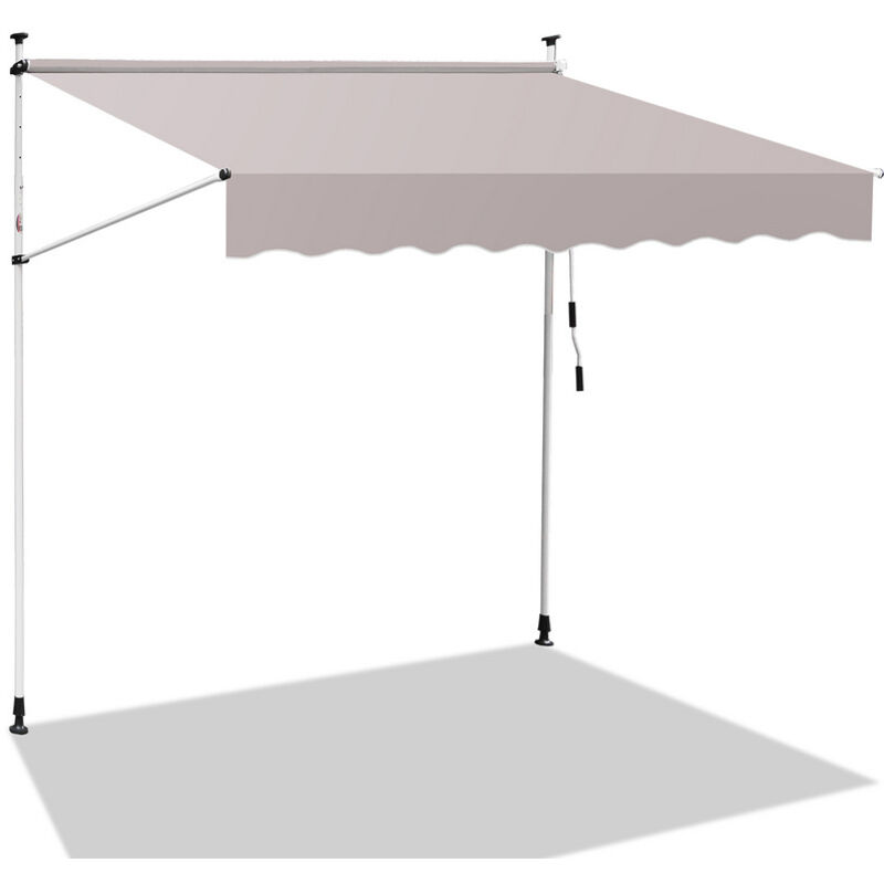 Auvent Store à pince Store Banne Rétractable Etanche avec Manivelle&Tige de Support Auvent Store à pince retractable manuel 300cm Beige