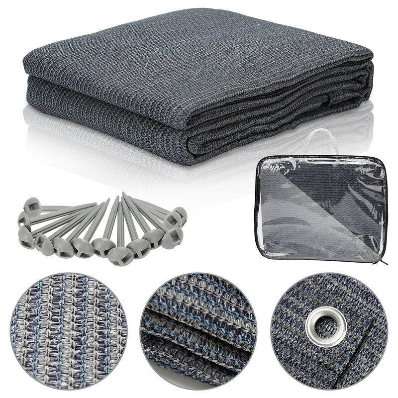 Tolletour - Auvent tapis étanche camping tapis tente sol extérieur tente bâche pique-nique couverture caravane - Gris - 300x300cm