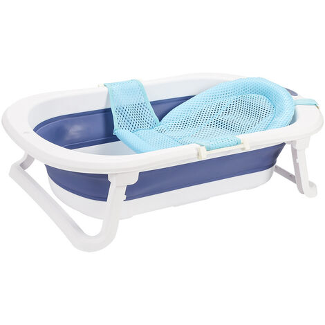 TolleTour Baby Badewanne Babywanne Wanne mit Standfüßen Anti-Rutsch Faltbare Baden - blau