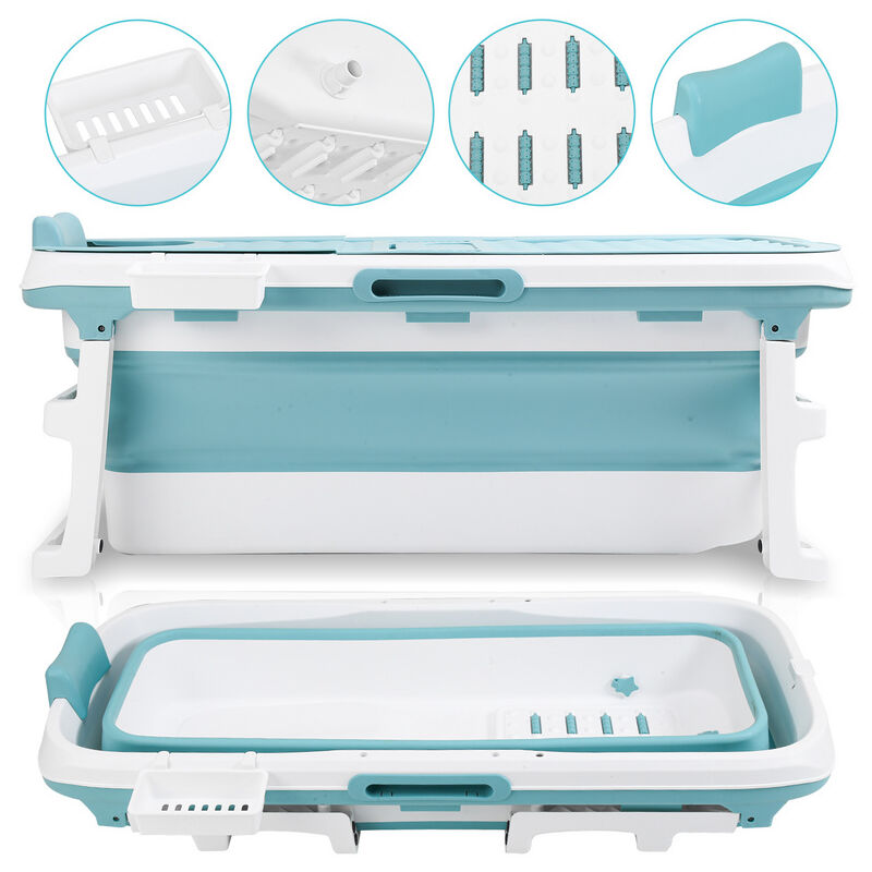 Tolletour - Baignoire Pliable pour Adultes avec Housse - Seau Bain en Umweltfreundliches PP+TPE-132x60x50cm