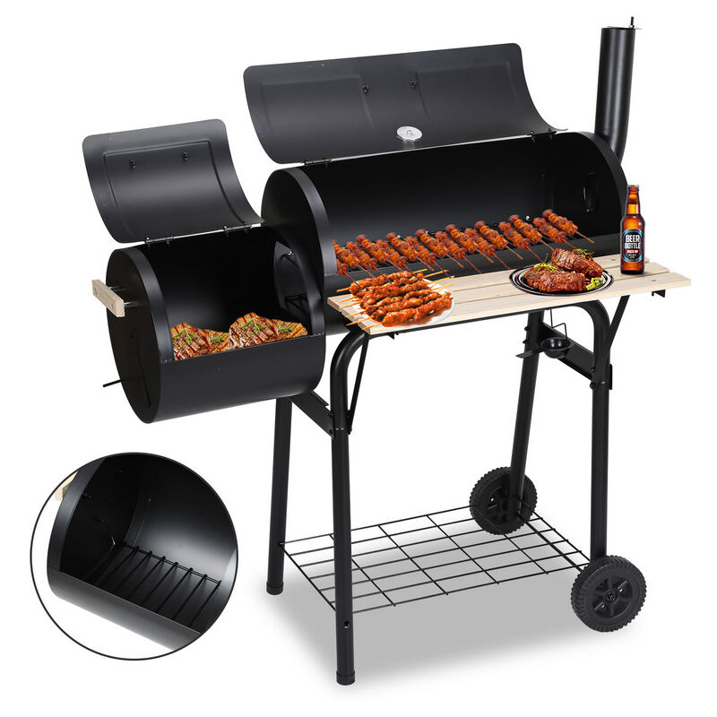 Tolletour - Barbecue à charbon de bois,BBQ Fumoir Barbecue Barbecue à charbon de bois Avec thermomètre,Noir