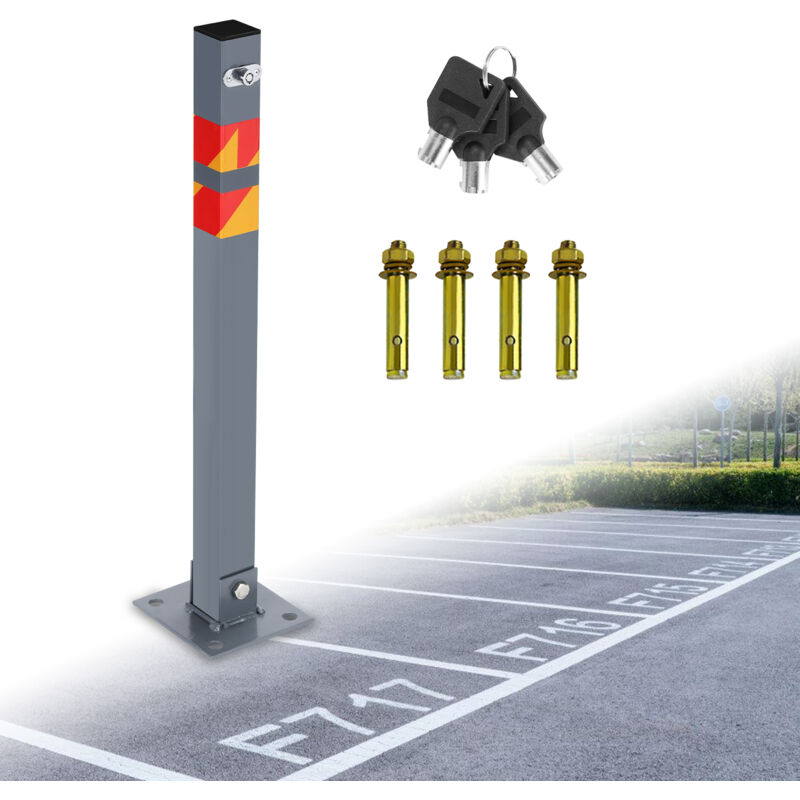 Barrière de parking Poteau de parking 1 Set Barrière de parking Avec 3 Clés Poteau Parking Barrière Verrouillable Rabattable Borne Stationnement