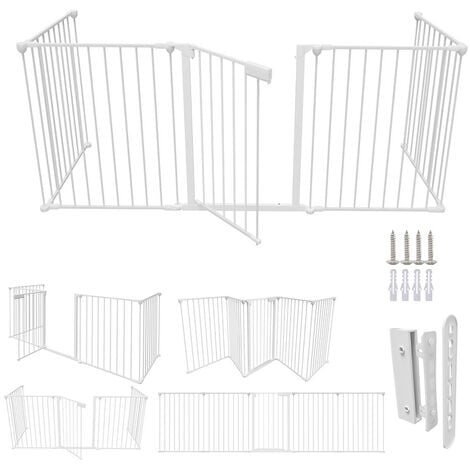 TolleTour Barrière de sécurité enfant bébé 3M 5 Panneaux animaux Enfant Grille de Protection Cheminée Pare parc enclos pliable Blanc