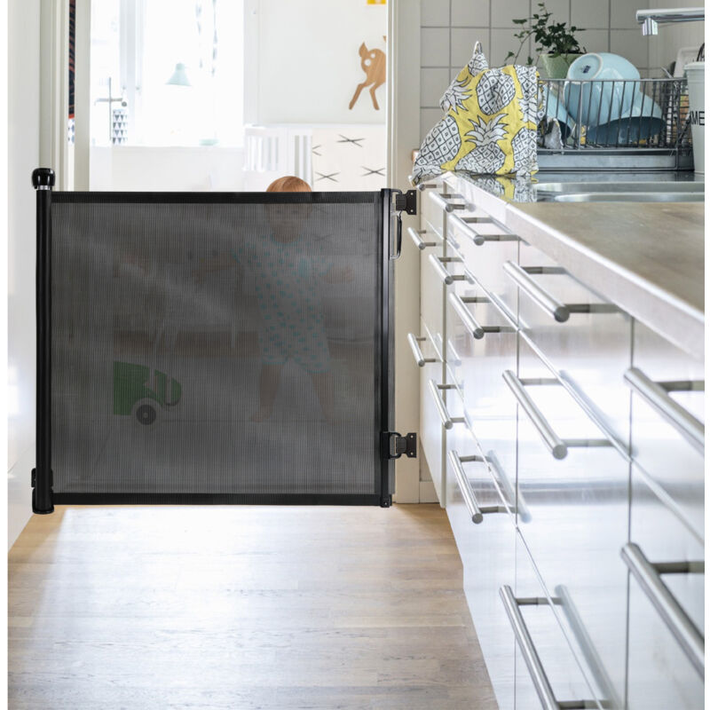 Tolletour - Barrière de sécurité extensible. barrière d'escalier. barrière de sécurité. pour bébé et animaux domestiques 0-180cm Noir