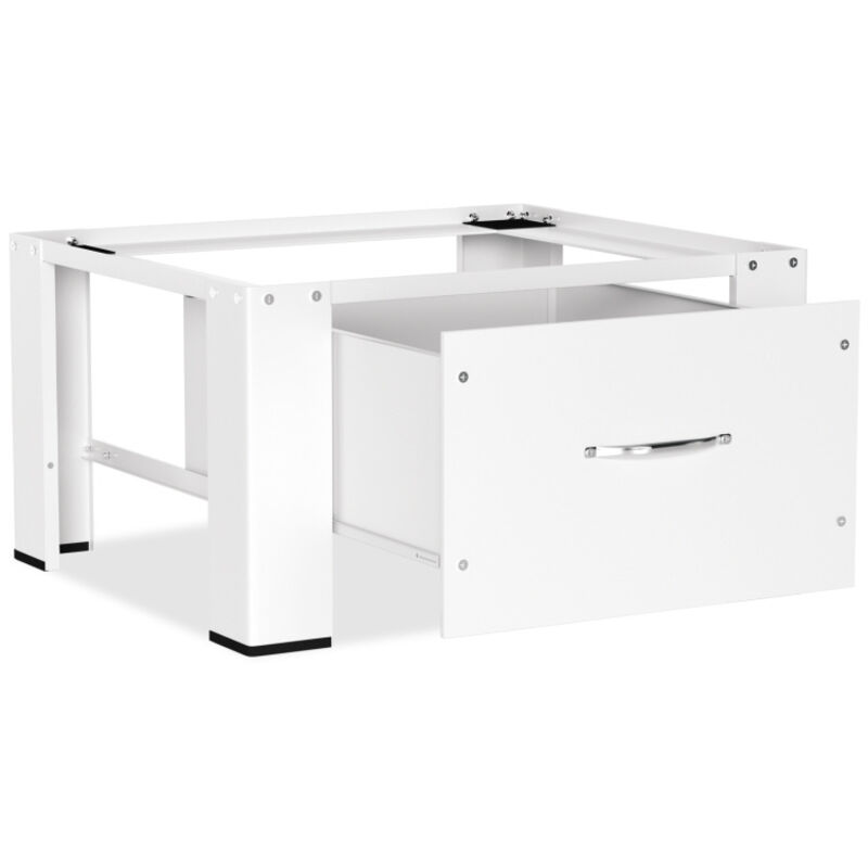 Tolletour - Base de Machine à Laver Socle pour machine à laver avec tiroir.jusqu'à 150 kg Acier Blanc Support de machine à laver