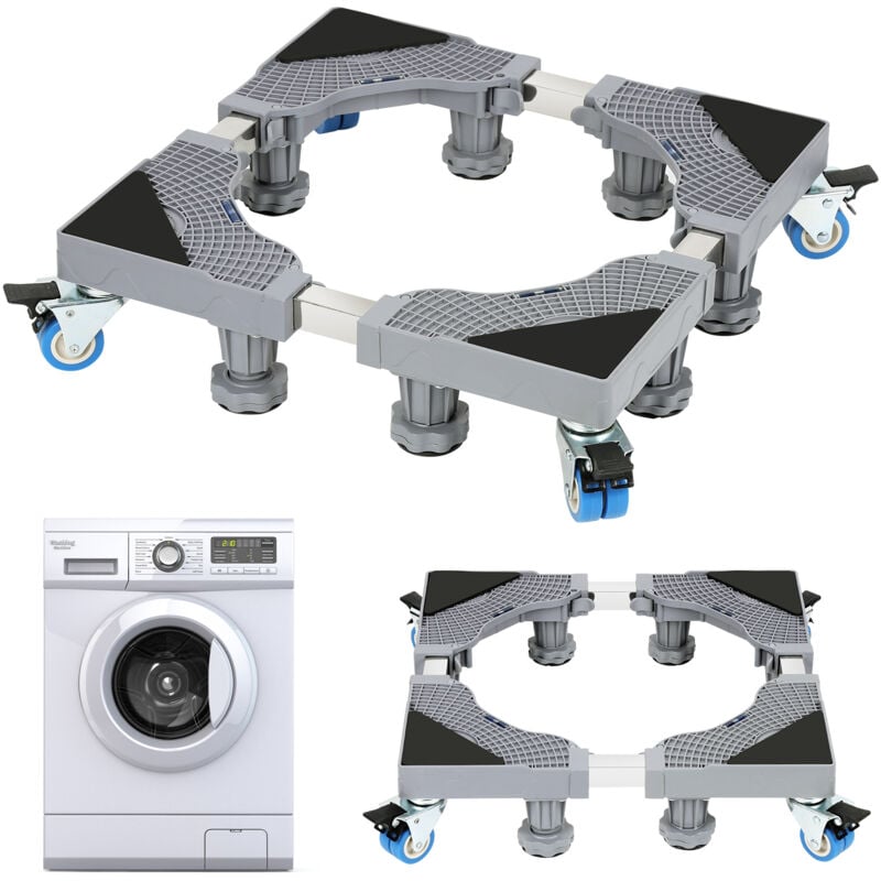 Tolletour - Base de Machine à Laver Réfrigérateur Chariot Roller Support Roulant pour Sèche Linge lave Linge Congélateur Réglable 41-66cm 8 pieds + 4