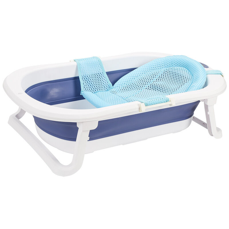 Bébé Baignoire Bébé Nacelle Enfants Pliable Pliable Bain Sûr 3 en 1 0-6 Ans avec Pieds Portable bleu - Tolletour