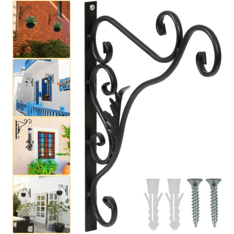 TolleTour Blumenhaken 4er Set mit Blättern, Metall Schwarz Wandhalterung für Pflanzen und Gartendeko
