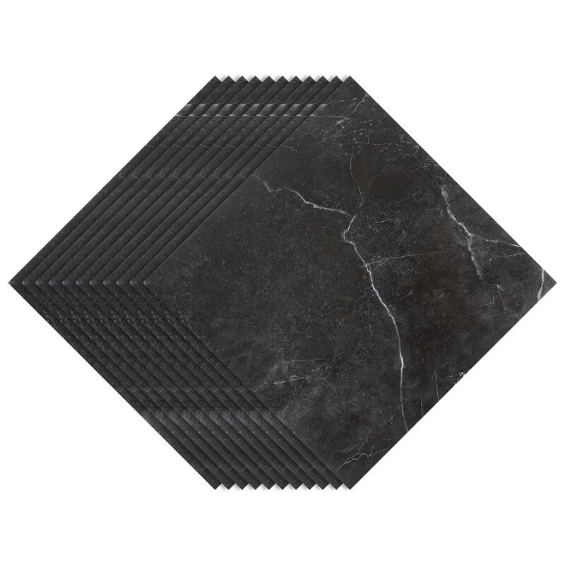Boite de 11 dalles vinyles auto-adhésives imitation carrelage (1m²) .Marbre noir - Tolletour