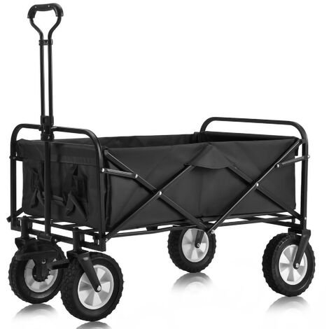 TolleTour Bollerwagen Chariot pour enfants Offroad Chariot à main Plage Chariot pliable Chariot de plage Noir - Noir