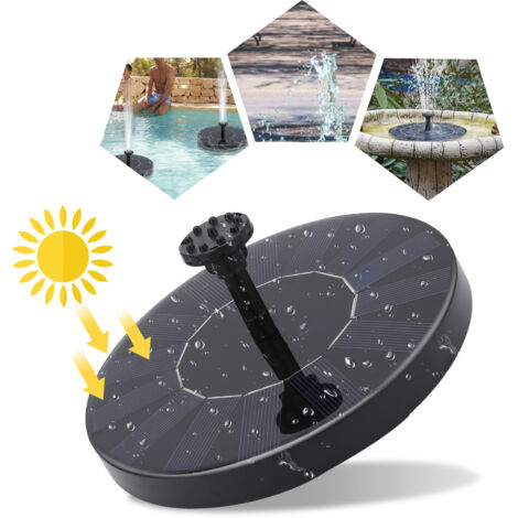 TolleTour Bomba solar para fuente exterior 1,5 W Solar Caudal 190 l/h 6 boquillas 16 cm Bomba solar para estanques / piscinas / decoración