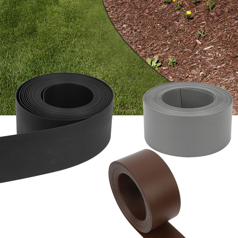 Tolletour - Bordure de jardin Bordure de pelouse flexible Bordure de lit en plastique dur Bordure de tonte Jardinage 10mx12.5cmx2mm Noir