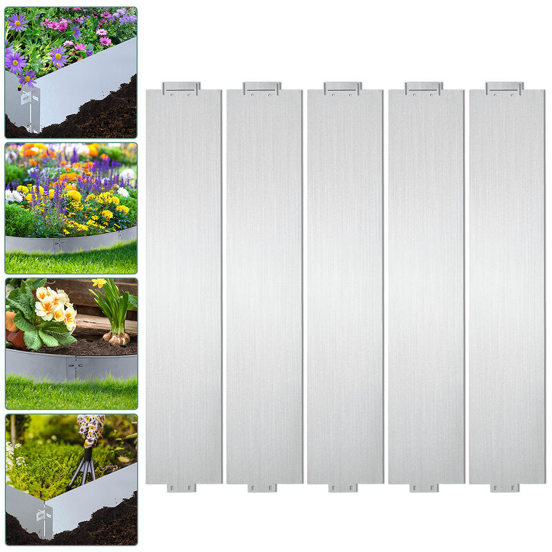 Swanew Bordure de pelouse Bordure de jardin Galvanisé Durable Défense anti-limaces Métal Bordure de tonte 100x18cm 25m