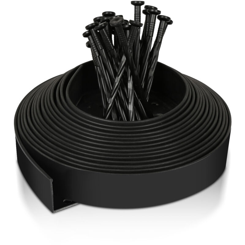 Tolletour - Bordure de Pelouse en Plastique 10m avec 30 Piquets d'ancrage Flexible Bordure de Jardin Bordure de Gazon Décorative de Jardin