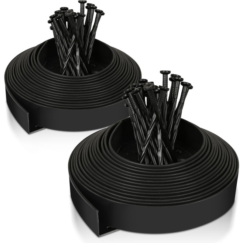 Bordure de Pelouse en Plastique 20m avec 60 Piquets d'ancrage Flexible Bordure de Jardin Bordure de Gazon Décorative de Jardin - Tolletour