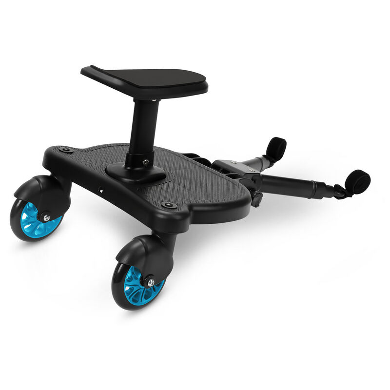 Vingo Planche de poussette Pédale auxiliaire Avec Velcro tige réglable Avec Siege pour Enfants de 2 à 6 ans jusqu'à 25 kg bleu