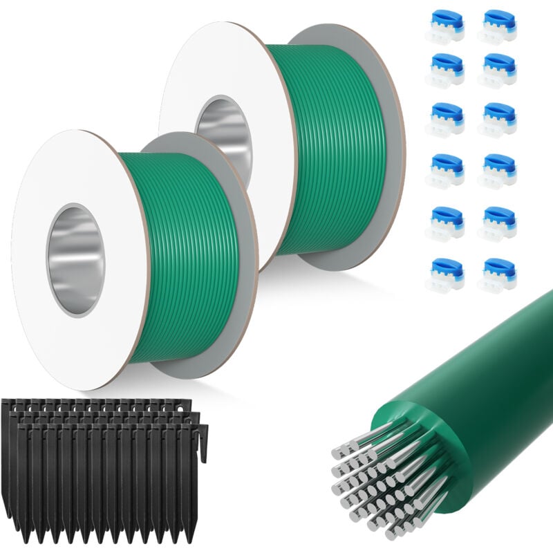 200 m Câble périphérique pour robots tondeuses + piquets de terre + connecteur de câble - Tolletour