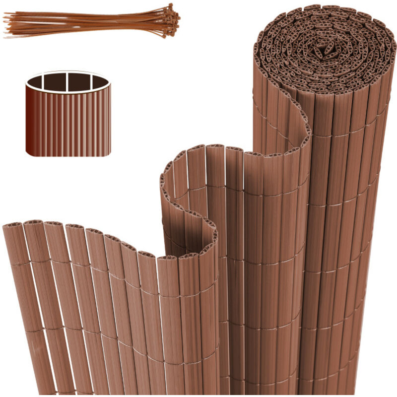 Canisse en pvc double face.90% d'occultation.Marron.H.120 cm x L.300 cm - Tolletour