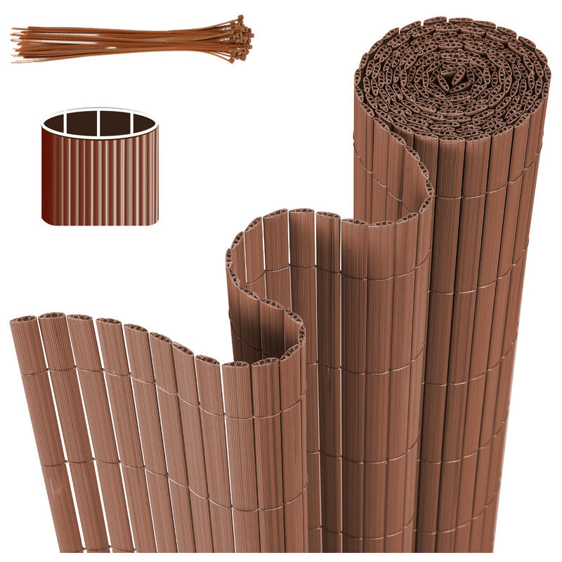 Canisse en pvc double face.90% d'occultation.Marron.H.80 cm x L.400 cm - Tolletour