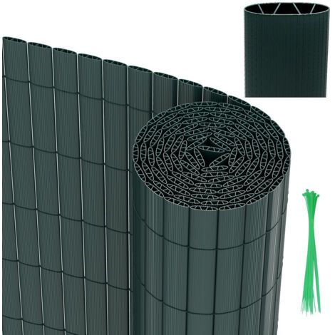 TolleTour Canisse en PVC pour le jardin. Balcon clôture brise-vent. Balcon ou terrasse Double face. Occultant Cloture. Vert 80 x 1000cm