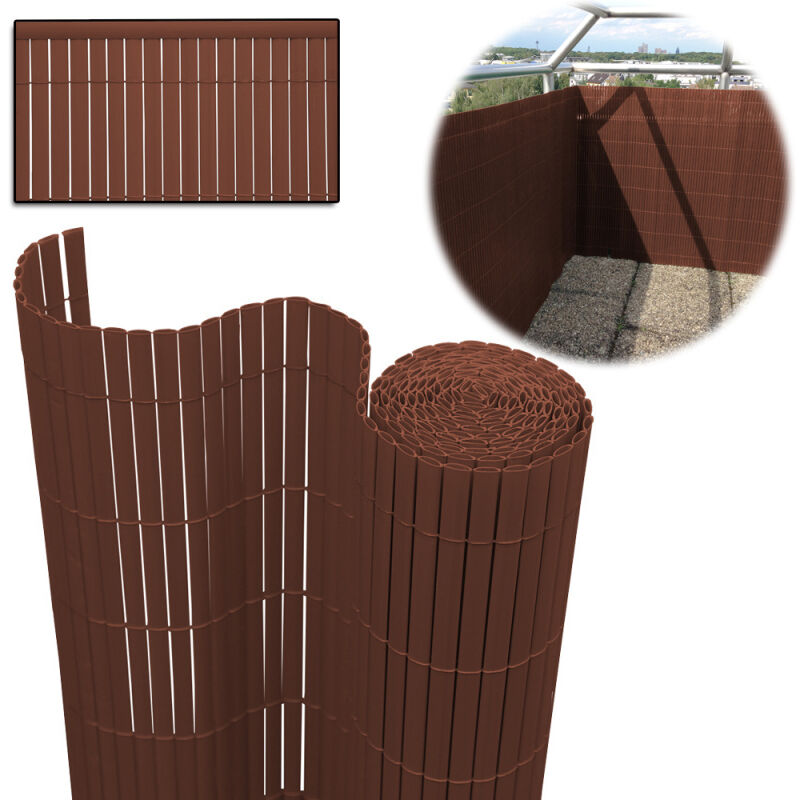 Tolletour - Canisse en pvc pour le jardin, Balcon ou terrasse Double face, Balcon clôture brise-vent, Occultant Cloture, Marron 120 x 300cm