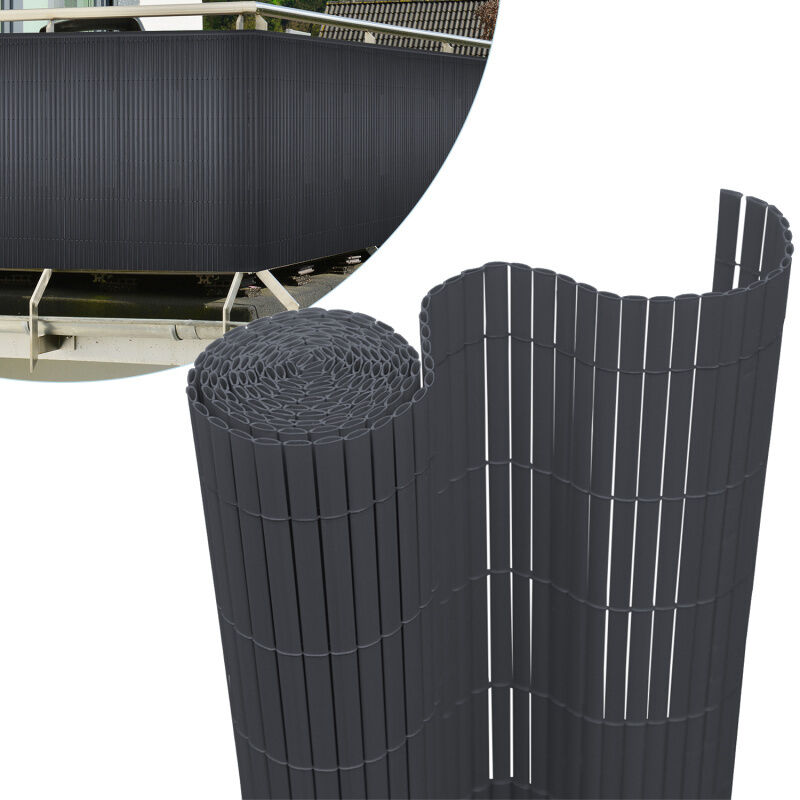 Tolletour - Canisse en pvc pour le jardin, Balcon ou terrasse Double face, Balcon clôture brise-vent, Occultant Cloture, Gris 100 x 400cm