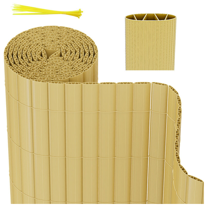 Canisse pvc Brise Vue, Paravent de Jardin, Piscines, Balcon Terrasse, Palissade en pvc Résistant aux uv, Intempéries, Beige 180 x 400 cm - Tolletour