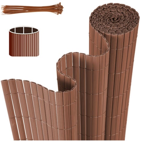 TolleTour Canisse PVC. Brise Vue pour Jardin. Balcon et Terrasse. Occultant Cloture. Résistant aux Intempéries. Intimité.avec Serre-Câbles.Marron.160 x 400 cm