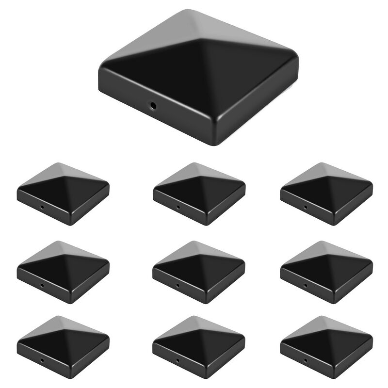 Capuchon de poteau Chapeau Pyramide Chapeau pyramide Clôture de protection 71x71mm Noir - Tolletour