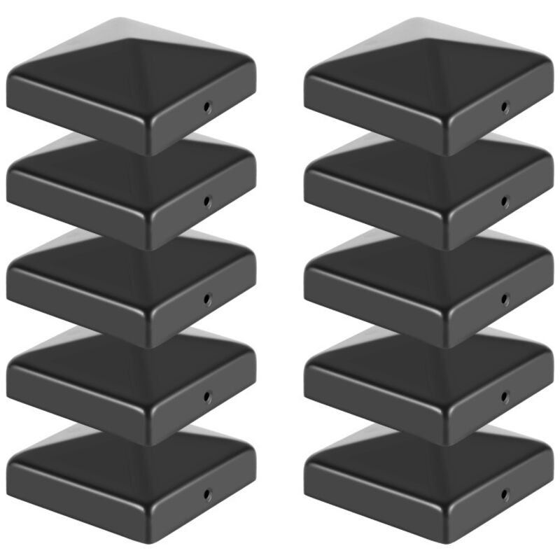 Capuchon de poteau Chapeau pyramide Clôture de protection 91x91mm Noir - Tolletour