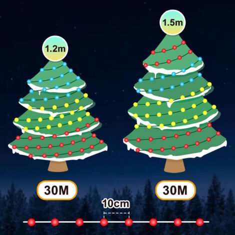TolleTour Catena luminosa a LED 30 m 300 LED filo di rame verde illuminazione luci colorate luci a LED con spina 10 modalità decorazione interna ed esterna impermeabile per giardino, feste, Natale