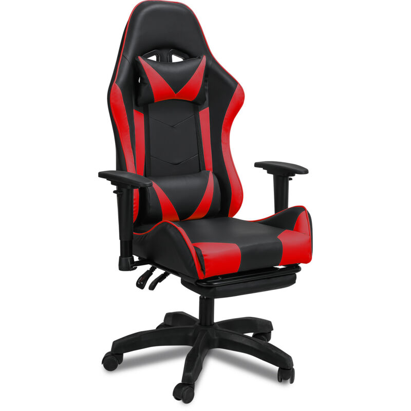 Chaise de jeu Chaise Gaming Ergonomique Fauteuil Gamer Chaise de bureau chaise gamer Racing Chaise pivotante Réglable Noir/Rouge - Tolletour