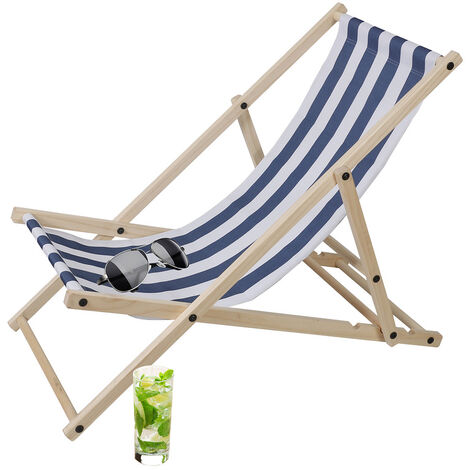 TolleTour Chaise longue Relax chaise solaire 120kg Chair Chaise confortable pliable en bois